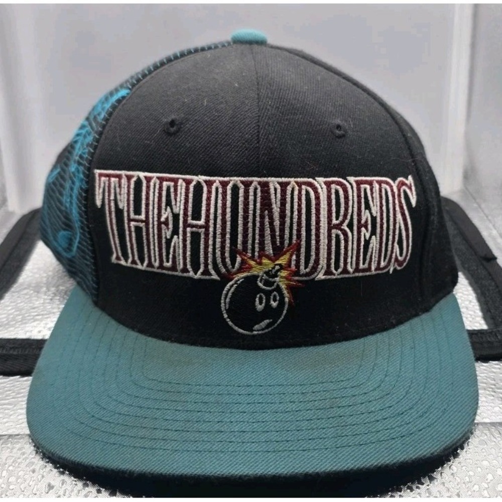 The Hundreds Adam Bomb Snapback Hat Black Teal Embroidered Streetwear Skate Cap
